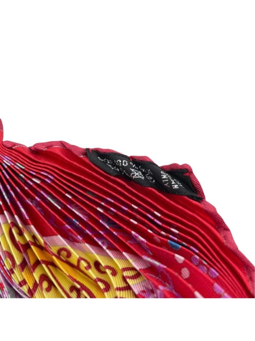 Hermes Scarf Carre 90 Pleated Tree of Life Red Silk - Picture 6 of 7